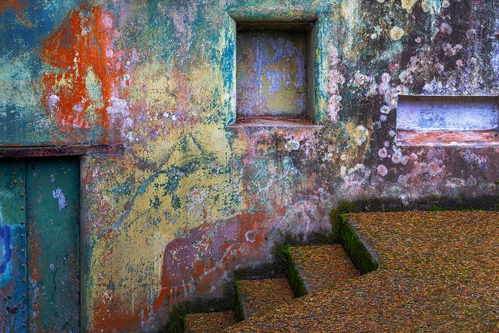 Washington State-Port Townsend-Fort Worden State Park Painted walls and stairway